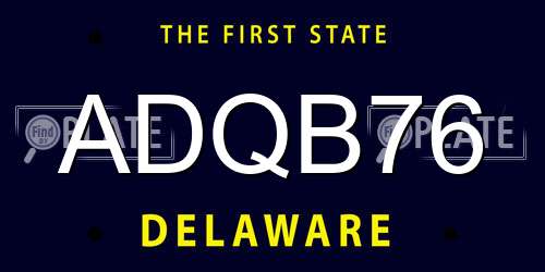 ADQB76 Delaware License Plate