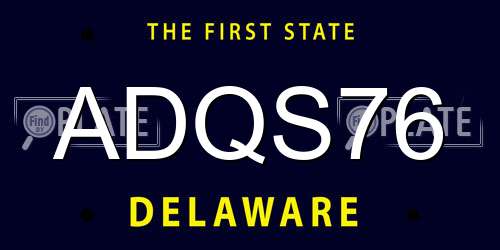 ADQS76 Delaware License Plate