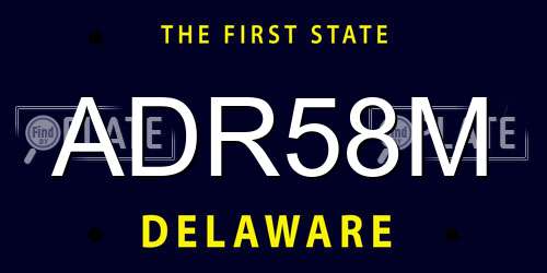 ADR58M Delaware License Plate