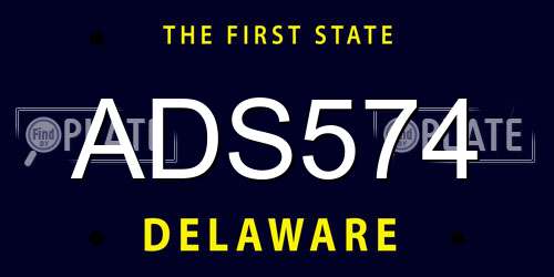 ADS574 Delaware License Plate