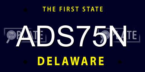 ADS75N Delaware License Plate