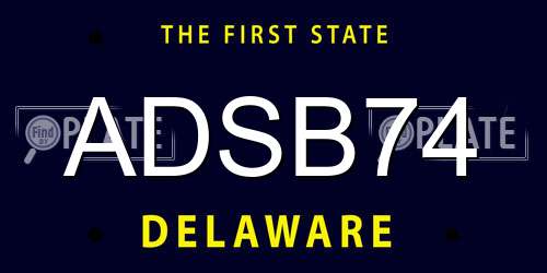 ADSB74 Delaware License Plate