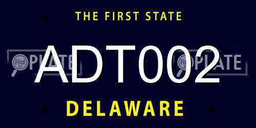 ADT002 Delaware License Plate