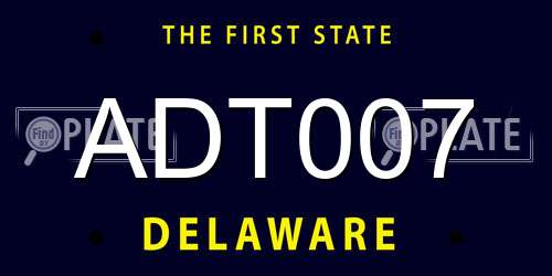 ADT007 Delaware License Plate