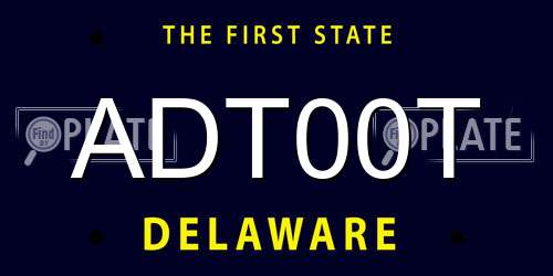 ADT00T Delaware License Plate