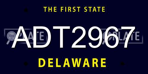 ADT2967 Delaware License Plate