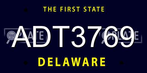 ADT3769 Delaware License Plate