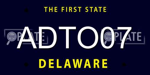 ADTO07 Delaware License Plate