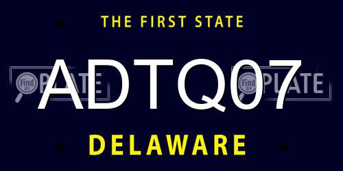 ADTQ07 Delaware License Plate