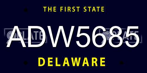 ADW5685 Delaware License Plate