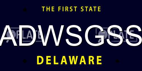 ADWSGSS Delaware License Plate