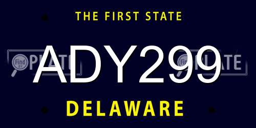 ADY299 Delaware License Plate