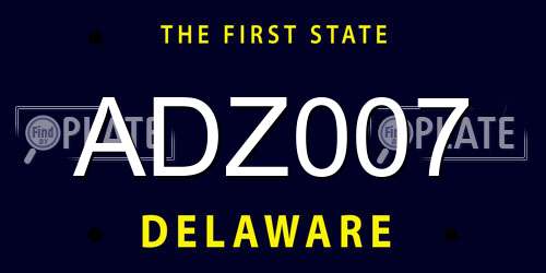 ADZ007 Delaware License Plate