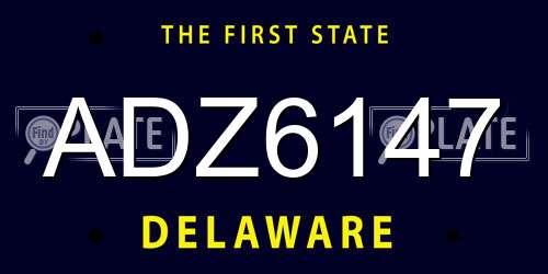ADZ6147 Delaware License Plate