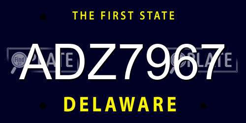 ADZ7967 Delaware License Plate