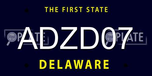 ADZD07 Delaware License Plate