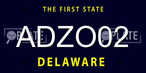 ADZO02 Delaware License Plate