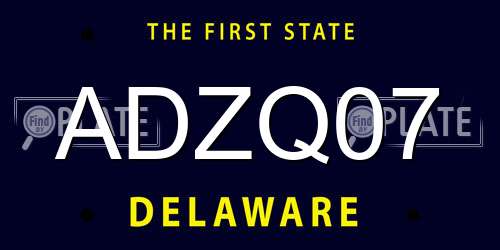 ADZQ07 Delaware License Plate