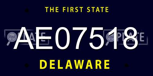 AE07518 Delaware License Plate