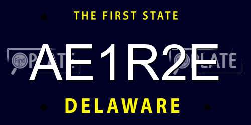 AE1R2E Delaware License Plate