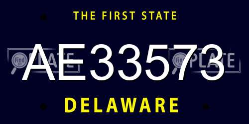 AE33573 Delaware License Plate