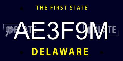 AE3F9M Delaware License Plate