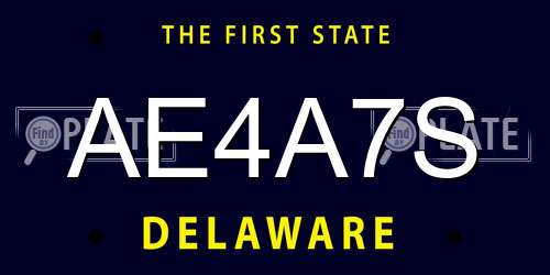 AE4A7S Delaware License Plate
