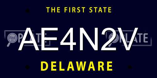 AE4N2V Delaware License Plate