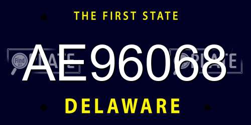 AE96068 Delaware License Plate