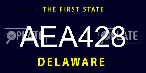 AEA428 Delaware License Plate