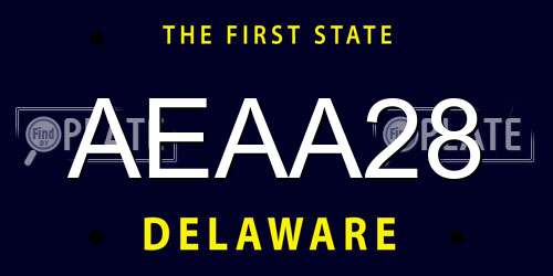 AEAA28 Delaware License Plate