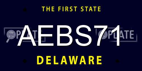 AEBS71 Delaware License Plate