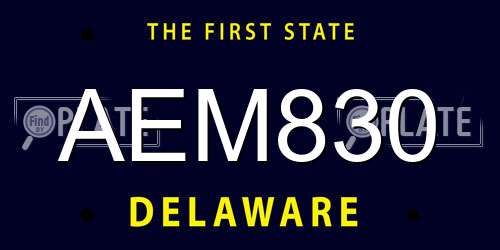 AEM830 Delaware License Plate