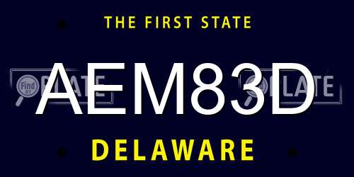 AEM83D Delaware License Plate