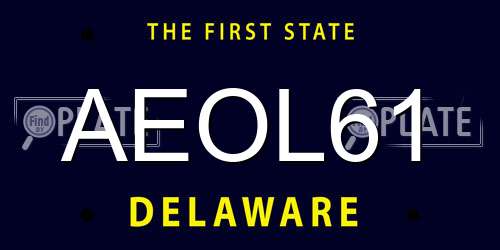 AEOL61 Delaware License Plate