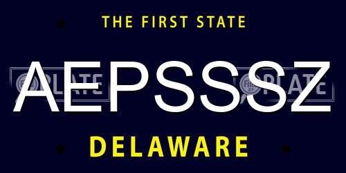 AEPSSSZ Delaware License Plate