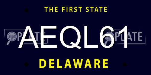 AEQL61 Delaware License Plate