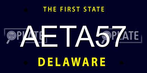 AETA57 Delaware License Plate