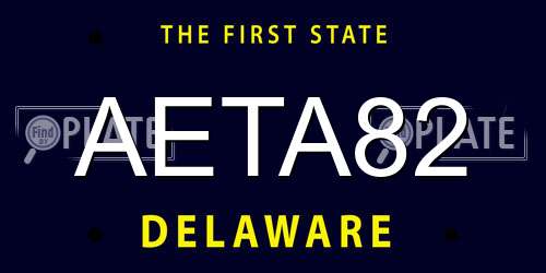 AETA82 Delaware License Plate