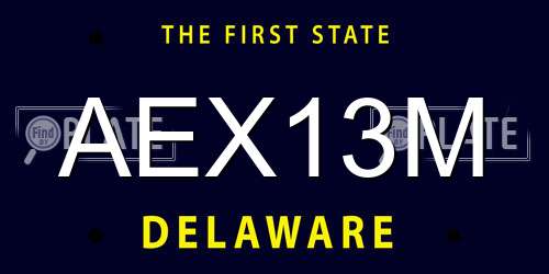 AEX13M Delaware License Plate