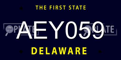 AEY059 Delaware License Plate