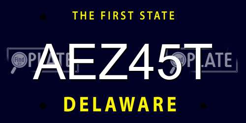 AEZ45T Delaware License Plate