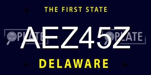 AEZ45Z Delaware License Plate