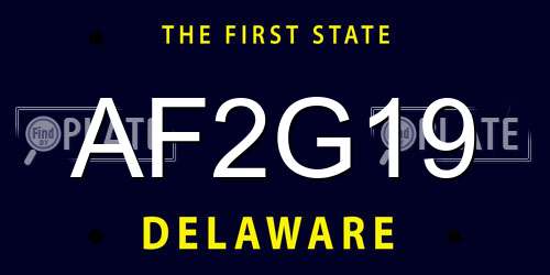 AF2G19 Delaware License Plate