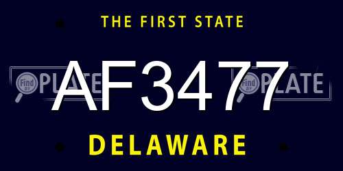 AF3477 Delaware License Plate