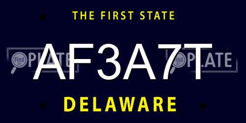 AF3A7T Delaware License Plate