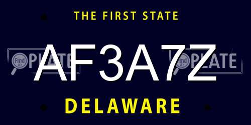 AF3A7Z Delaware License Plate