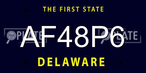 AF48P6 Delaware License Plate