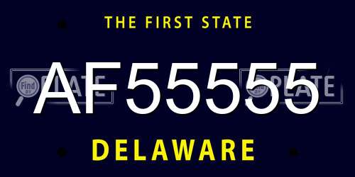 AF55555 Delaware License Plate