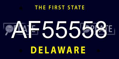 AF55558 Delaware License Plate